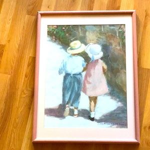 Little Boy And and Little Girl Painting